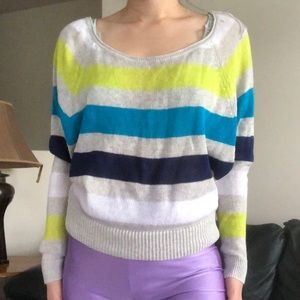 Lightweight Knit Batwing Striped Sweater